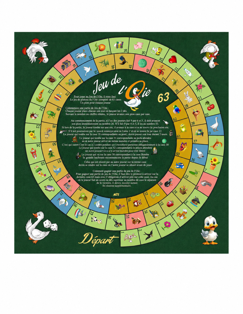 Tapis Plateau de jeu de l’Oie – 60 x 60 cm