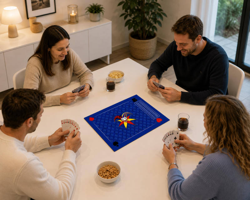Tapis de Belote bleu jocker- 60x40 cm