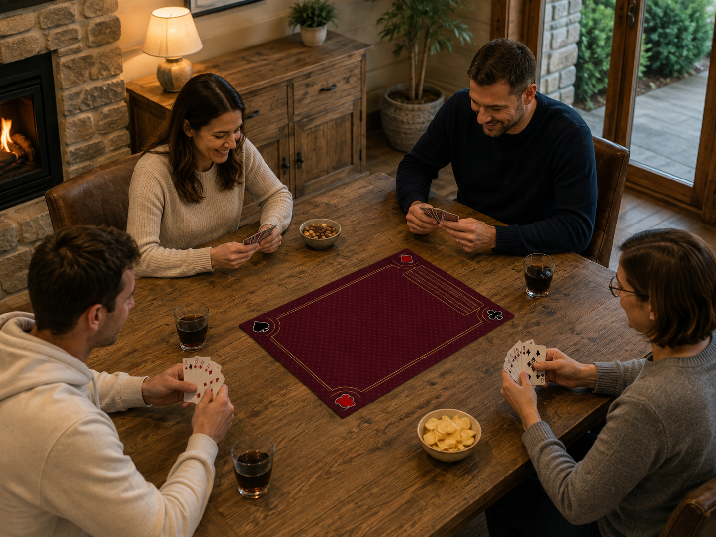 Tapis de Belote royal rouge – 60×40 cm