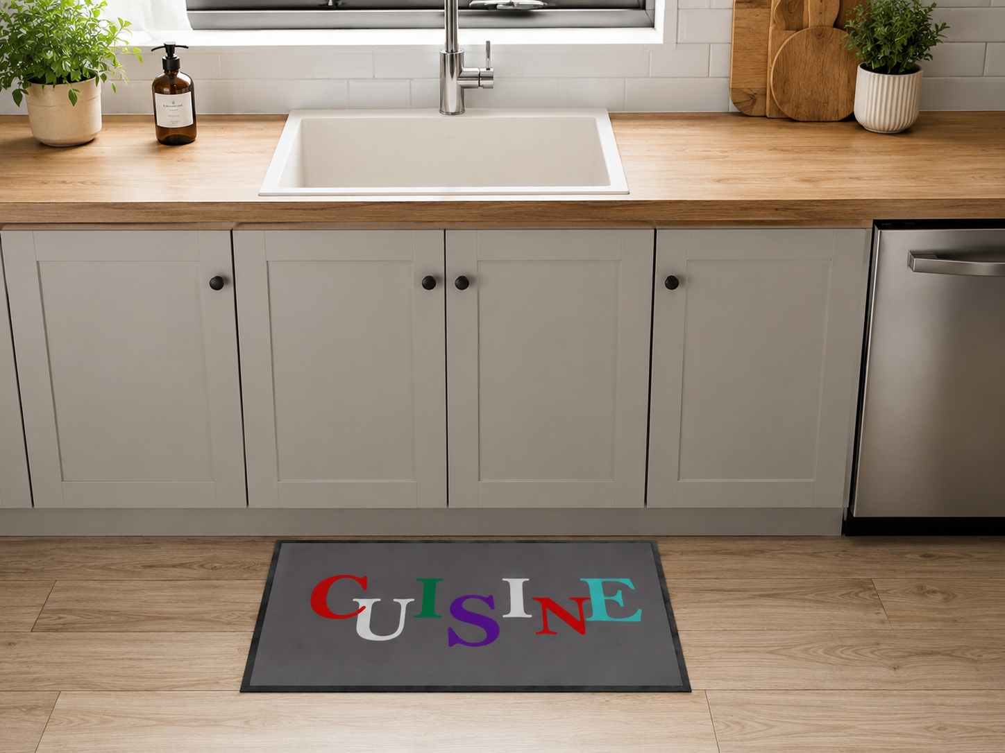 Tapis décoratif en fibre de nylon 50x75 motif cuisine