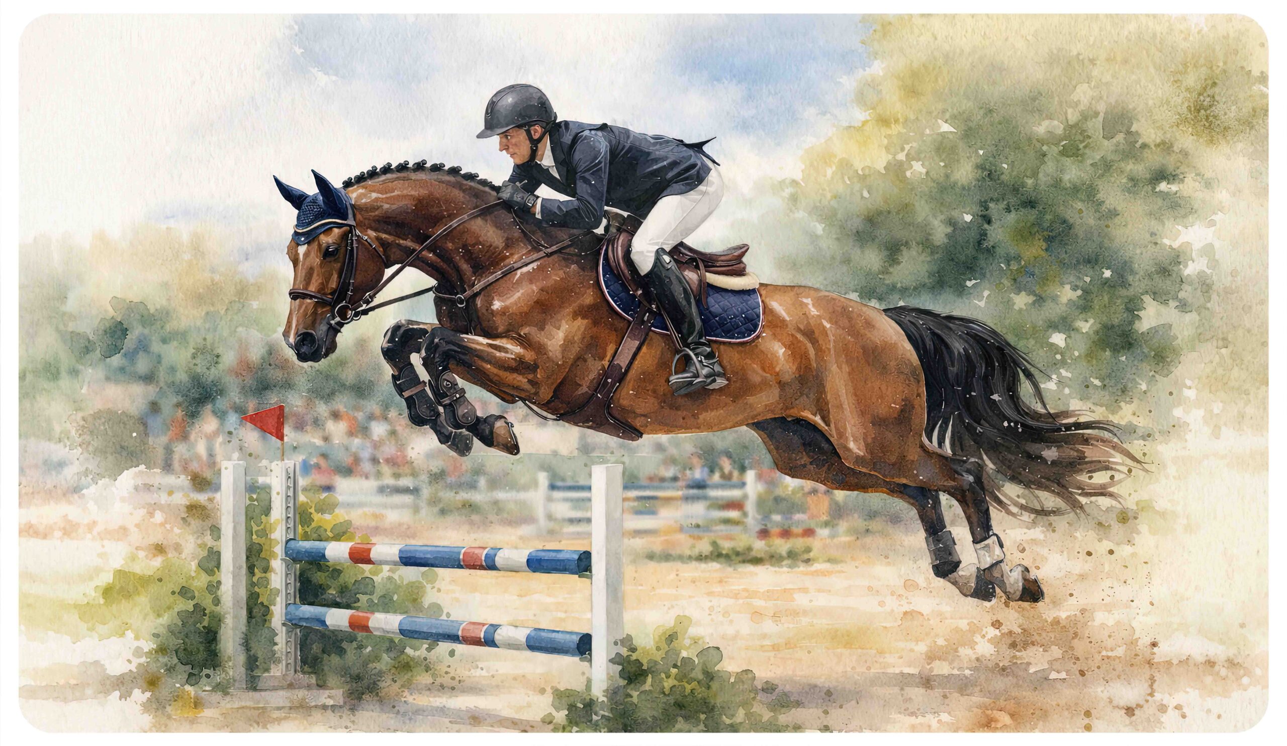 Tapis de bureau cheval saut équitation – 35 x 61 cm