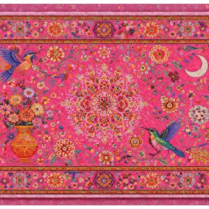 Tapis de bureau fleurs bohème rose – 35 x 61 cm