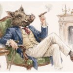 Tapis de bureau sanglier gentleman – 35 x 61 cm